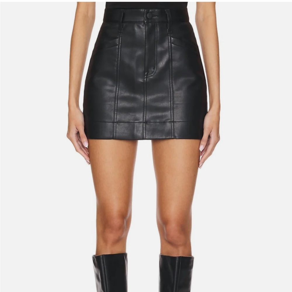 Pistola Black Mini Leather Skirt